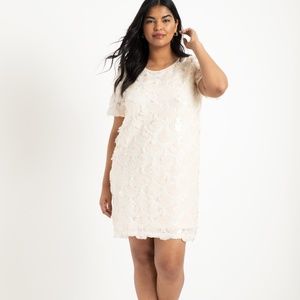 Cream Sequin Shift Dress